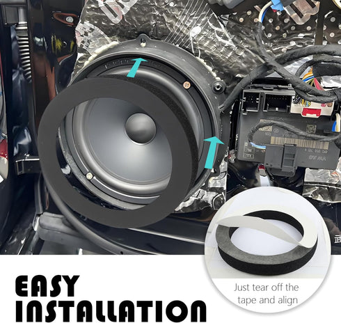4PCS 6.5 Speaker Rings,Self Adhesive Speaker Foam for Enhancing Stereo Sound,High Resilience Speaker Baffles 6.5 inch Car Audio Accessories Avoid ...