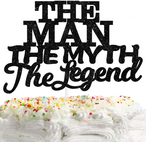The Man The Myth The Legend Cake Topper Decorations Dad Birthday Theme Happy Father’s Day Party Decor Supplies Black...