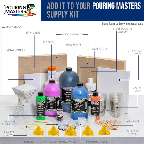 Pouring Masters Professional Effects Fabric Medium, 8 Ounce Bottle - Extender, Improves Acrylic Paint Adhesion to Fabrics, Textiles, Increases Tra...