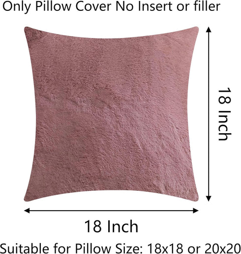 Demetex Rose Pink Pillow Covers 18x18 Set of 2 Super Soft Furry Throw Pillows Decorative Pillowcases for Couch Wedding Party Decor, 18x18 inch, Ro...