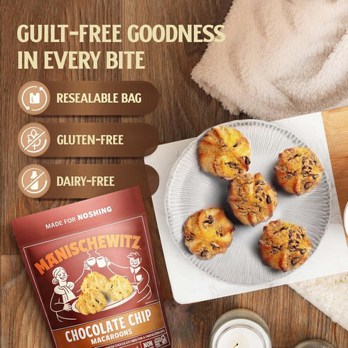 Manischewitz Chocolate Chip Macaroons, 10oz Resealable Bag, Gluten Free, Kosher For Passover...