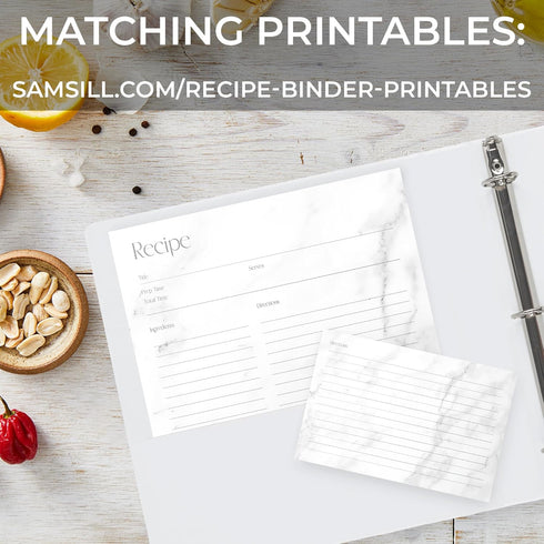 Samsill Recipe Binder Full Page 8.5 x 11 Kit, 1 Inch D-Ring, Marble Design...