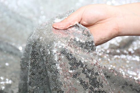 PartyDelight Silver Sequin Tablecloth Overlay 50 X 50 Inch for Wedding Party Birthday Bridal Baby Shower and Other Events Decorations...