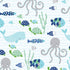 Lambs & Ivy Oceania 100% Cotton Fitted Crib Sheet - White with Blue Nautical/Aquatic Fish and Octopus...