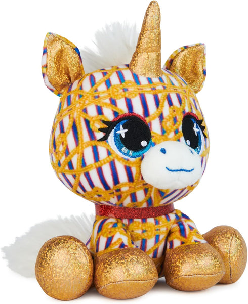 P.Lushes Designer Fashion Pets Natalie Von Corn Premium Unicorn Stuffed Animal, Gold and Blue, 6”...