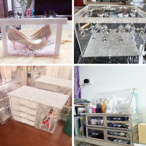 Large Self-Adhesive Bling Rhinestone Sheet Stickers, DIY Craft, Crystal Diamond Decals for Car/Phone/Laptop etc (15.8" x 9.5") (Ab)...