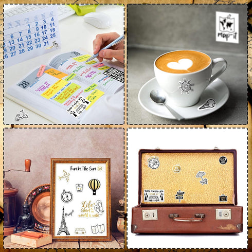 30 Sheets Travel Theme Scrapbook Stickers Gold Foil Vintage Scrapbooking Stickers Adhesive Vinyl Adventure Stickers for DIY Craft Kits Journal Pla...