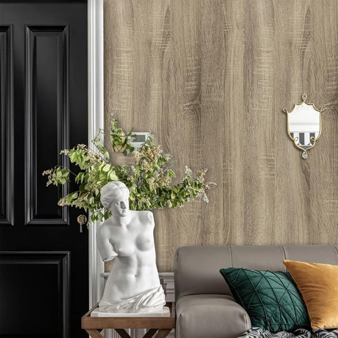 Abyssaly 17.7” X 118” Wood Grain Contact Paper, Light Brwon Wood Peel and Stick Wallpaper, Self Adhesive Natural Wood Wallpaper for Home Decoratio...