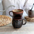 Asayu Japan Ceramic Coffee Pour Over Maker Set in Chocolate Brown, Slow Brewing Paper Filter Holder and Dripper with 3 Holes for Coffee and Tea (C...