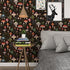 Black Mushroom Wallpaper Peel and Stick Wallpaper Black Wallpapers Stick and Peel Black Contact Paper for Cabinets Waterproof Self Adhesive Wall P...