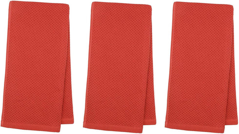 Mia's Dream Cotton Hand Towel Waffle Weave Kitchen Tea Towels, Soft and Absorbent Gym Bath Washcloths, 13x28 Inch 3 Pack (Brick Red)...