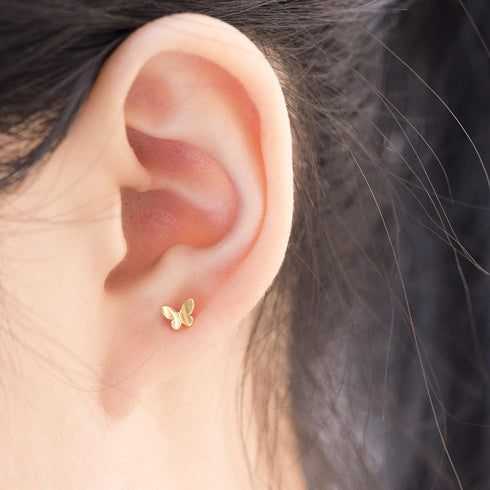 Butterfly Earrings Sterling Silver Tiny Butterfly Stud Earrings for Women Gold Minimalist Earrings Dainty Hypoallergenic Earrings for Sensitive Ea...