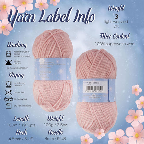 JubileeYarn Snow Blossom Yarn - DK Superwash Wool Yarn - Shades of Red - 4 Skeins...