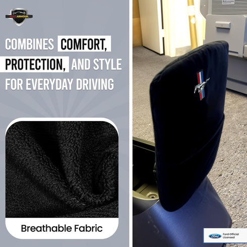Seat Armour Officially Licensed 'Konsole Armour' Center Console Cover for Select Ford Mustang Models – Custom Fit, Black, Embroidered Logo – Soft,...