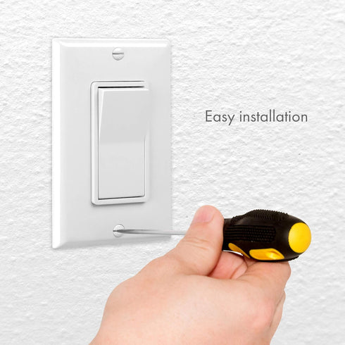 ENERLITES Single Pole Decorator Paddle Light Switch, Commercial Grade, 20A 120V-277V, Grounding Screw, Back Insert and Side Terminals, 91200-W, Wh...