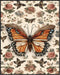 Posterizer 1 pcs- Orange butterfly in the middle of dainty flowers-Art for Animal Lovers-Floral Botanical Art-Gift for Men Women Teens-Decor for B...