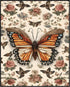 Posterizer 1 pcs- Orange butterfly in the middle of dainty flowers-Art for Animal Lovers-Floral Botanical Art-Gift for Men Women Teens-Decor for B...