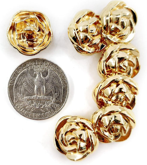 Golden Electroplated Metal Rose Shank Sewing Buttons 20 Pcs - 18mm, 23/32"...