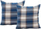 Jiuhong Cotton Linen Throw Pillow Covers Farmhouse Decor Checkers Plaids Square Cushion Case Home Decorative for Sofa Bedroom Car, 2 Pack (Navy, 1...