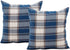 Jiuhong Cotton Linen Throw Pillow Covers Farmhouse Decor Checkers Plaids Square Cushion Case Home Decorative for Sofa Bedroom Car, 2 Pack (Navy, 1...