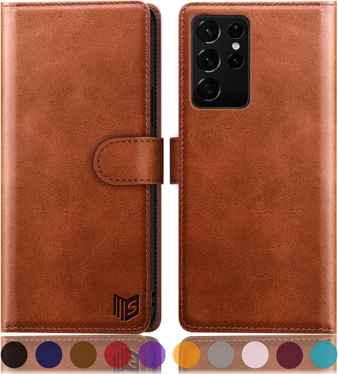 SUANPOT for Samsung Galaxy S21 Ultra 6.8" with RFID Blocking Leather Wallet case Credit Card Holder,Flip Folio Book Phone case Shockproof Cover Wo...
