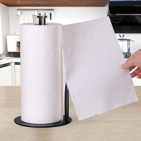 Paper Towel Holder Countertop, OBODING, Black Kitchen Paper Towel Holder Stand for Kitchen and Bathroom Organization, Stainless Steel Paper Towel ...