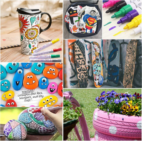 Overseas Paint Markers Pens, Painting Marker on Almost Anything Quick Dry and Permanent, Oil-Based Paint-Marker Pen Set for Rocks, Wood, Fabric, P...