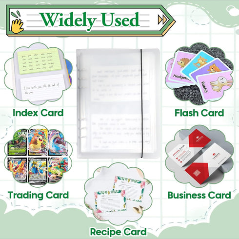 3x5 Index Card Holder Binder Card Organizer for Note Cards, Flash Cards, and Recipe Cards, 90 Card Sleeves - Stores up to 180 Index Cards, Indexca...