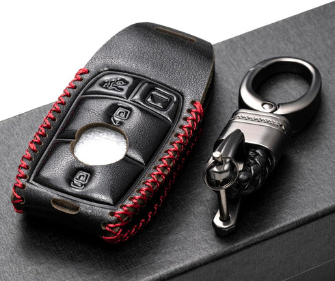 Vitodeco Genuine Leather Smart Key Fob Case with Leather Key Strap Compatible with Mercedes-Benz A, C, E, S, CLA, CLS, GLA, GLB, GLC, GLE, GLS, G ...