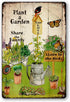 Garden Sign Garden Decor Retro Metal Garden Signs Plant A Garden Sign Outdoor Garden Art Wall Decor Funny Garden Signs Courtyard Rustic Garden Dec...