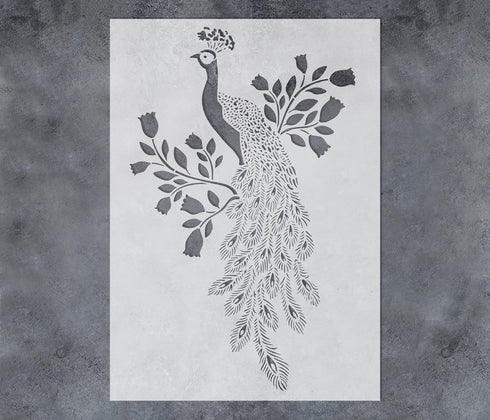 GSS Designs Peacock Stencils 12x16Inch Reusable Large Peacock on Tree Stencils for Painting on Wood Wall Canvas Fabric Furniture Crafts Peacock Fe...