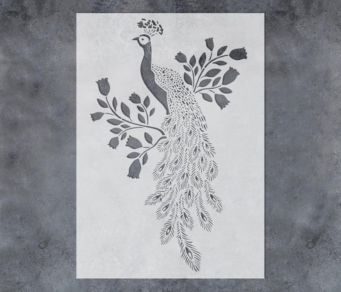 GSS Designs Peacock Stencils 8.3x11.7Inch Reusable Peacock on Tree Stencils for Painting on Wood Paper Scrapbook Album Fabric Wall DIY Art Craft P...