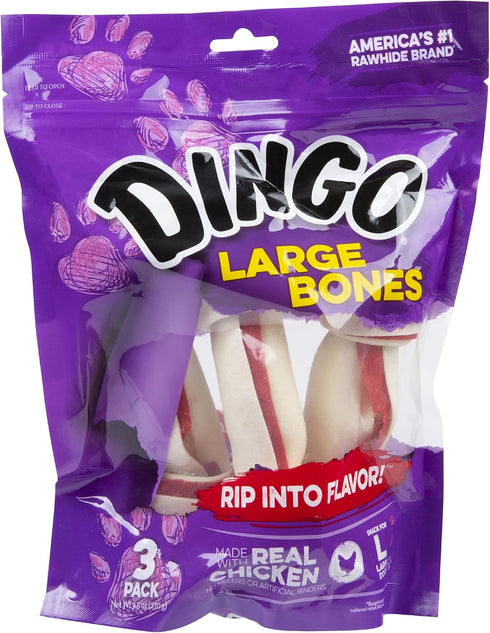 Dingo Rawhide Bone, Large, 3-Count...