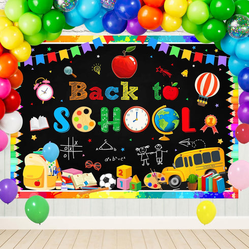 Mocsicka Back to School Backdrop Bulletin Board Back to School Background Teachers and Students Welcome Party Classroom Decor Photo Booth Props (7...