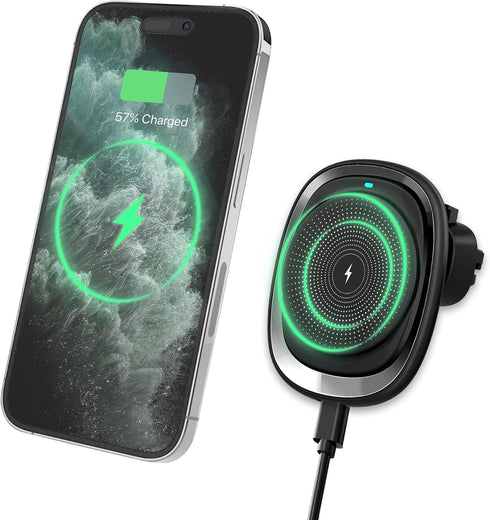 Magnetic Wireless Car Charger Mount for Magsafe iPhone 15/15 Plus/15 Pro Max/14/14 Plus/14 Pro Max/13/13 Pro Max/12/12 Mini/12 Pro/12 Pro Max, 15W...