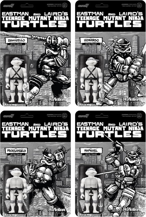 Super7 Teenage Mutant Ninja Turtles Leonardo (Comic Grayscale) - 3.75" TMNT Action Figure with Accessories Classic Cartoon Collectibles...