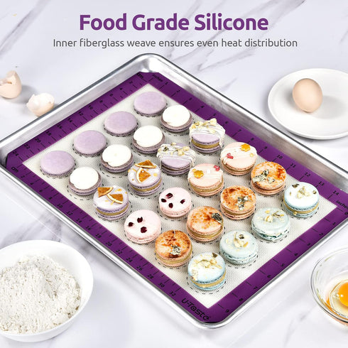 U-Taste 446ºF Heat Resistant Macaron Silicone Baking Mat, Non Stick Reusable Cookies Pastry Sheet Liner with Edge Enhancement Circle Measurement f...