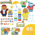 86 Pcs Weather Bulletin Board Set for Classroom 12 x 8 Inch Bear Dress Weather Chart Seasonal Bulletin Board Cutout Set Bulletin Board Decorations...