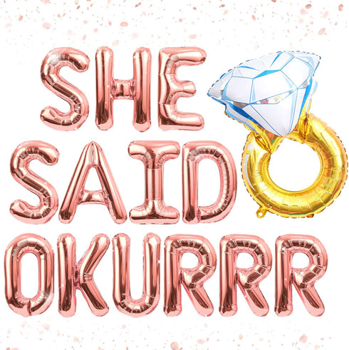 JeVenis She Said Yes Okurrr Engagement Decoration - Balloon Banner for Wedding Proposal, Bridal Shower, Hen Party, Bachelorette Party...