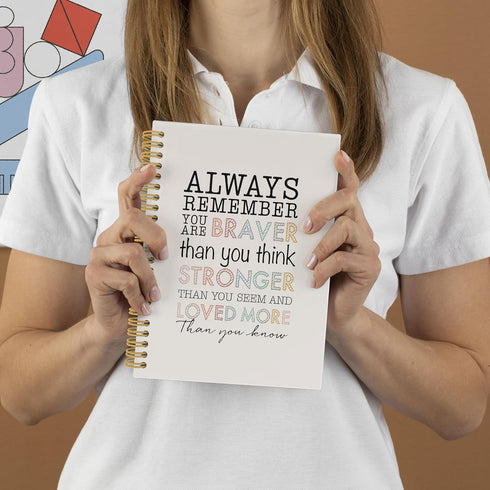 Inspirational Spiral Notebook, Motivational Journal Gifts 5.5"x8.3" 164pages Lined Journal Notebooks College Ruled, Always Remember You are Braver...
