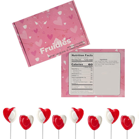 Lollipops Red Heart Shaped Strawberry N' Cream Flavored, 12 Lollipops, Individually Wrapped...