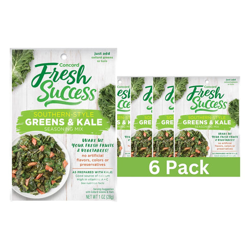 Concord Foods Southern-Style Greens and Kale Seasoning Mix Authentic Southern Flavors for Delicious, Smoky Kale and Collard Greens 1 oz (Pack of 6...