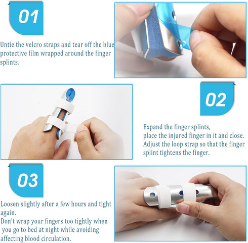Finger Splints Thumb Splint for Broken/Injured Fingers Stabilization, Aluminum Finger Splint Adjustable, Immobilization for Mallet Fingers/Trigger...