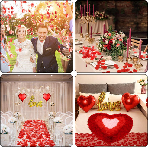 Valentines Day Red Wedding Decorations Artificial Petals Heart Shaped Love Foil Balloons Silk Rose Petals Romantic Design for Wedding Engagement A...