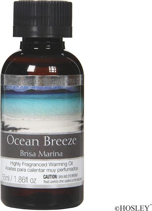 Aromatherapy Set of 5 Hosley Premium Ocean Breeze Highly Scented Warming Oils 1.86 Fluid Ounce Each. Ideal GIFT for Weddings Spa Reiki Meditation ...