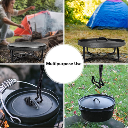 Stanbroil 8" Cast Iron Folding Dutch Oven Lid Stand for Campfire Cooking, 4-in-1 Folding Pot Stand Camp Dutch Oven Tool...