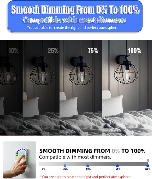 MASTERY MART Dimmable E26 Edison Bulbs 6 Pack, 5.5W (60W Equivalent), Cool White 4000K, Clear Glass ST19 ST21...