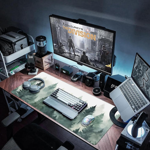 Extended Large Gaming Mouse Pad, Misty Forest Large Desk Mat for Desktop XXL, Non-Slip Rubber Base Stitched Edges Long Computer Keyboard Desk Pad ...