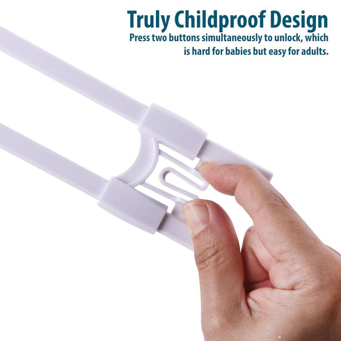 Sliding Cabinet Locks Baby Proofing – Adjustable Child Safety Latches for Knobs & Handles – 10 Pack – No Adhesive Drilling or Tools - White...