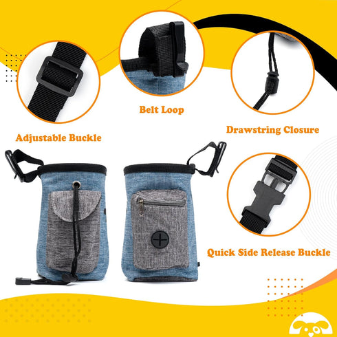 PetnBeyond Dog Treat Pouch Lightweight and Portable Pet Safe Treat Bag, Training Hands-Free Snack Bag with Built-in Poop Bag Dispenser, Capacity f...